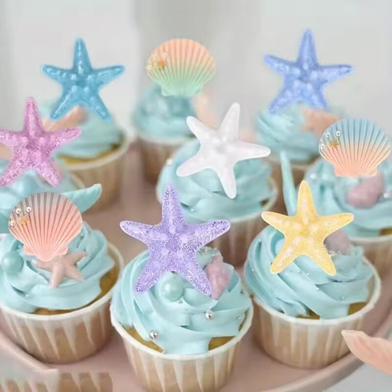 Starfish Shell Star Resin Ornaments DIY Accessories Mermaid Cake Decoration Miniatures for Under The Sea Ocean Party Supplies