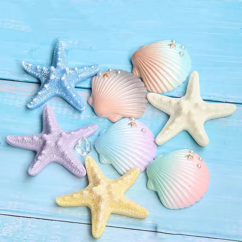 Starfish Shell Star Resin Ornaments DIY Accessories Mermaid Cake Decoration Miniatures for Under The Sea Ocean Party Supplies